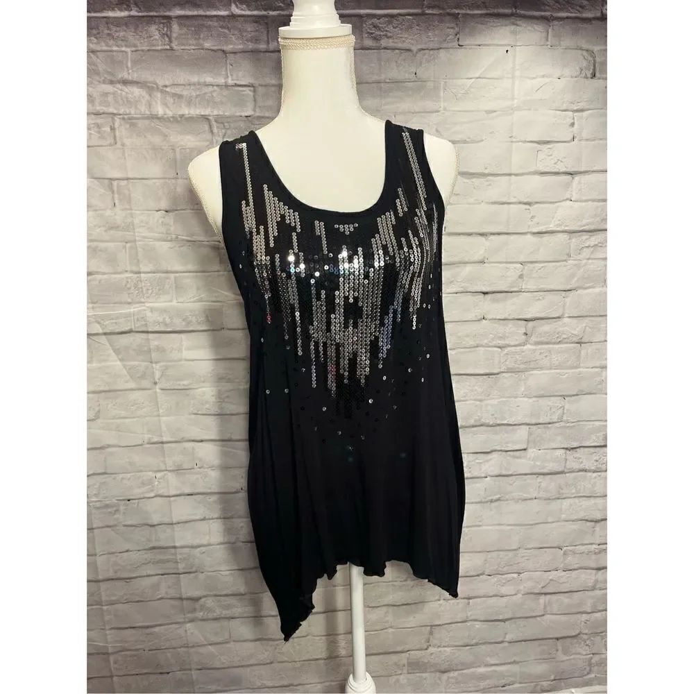 ONE WORLD black Sparkle Tank Top XL